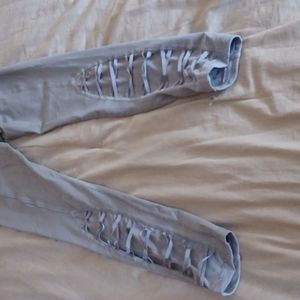 Victoria's Secret gray leggings with cute criss cross design